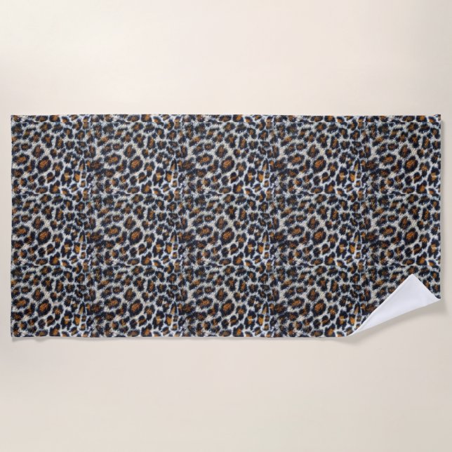 original design of funky fluffy leopard print  beach towel (Front)