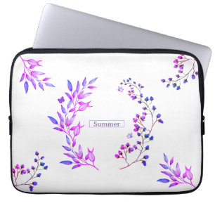 Original design of purple flowers and branches laptop sleeve