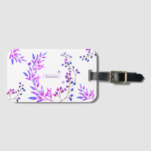Original design of purple flowers and branches luggage tag