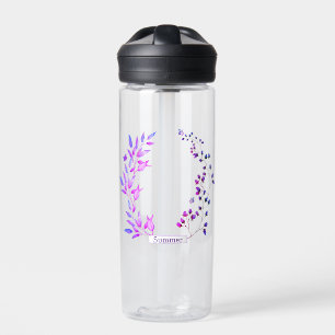 Original design of purple flowers and branches water bottle