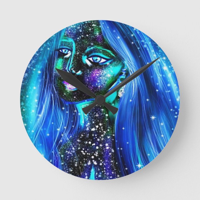 original digital art Wall Clock, 8" Round Acrylic Round Clock (Front)