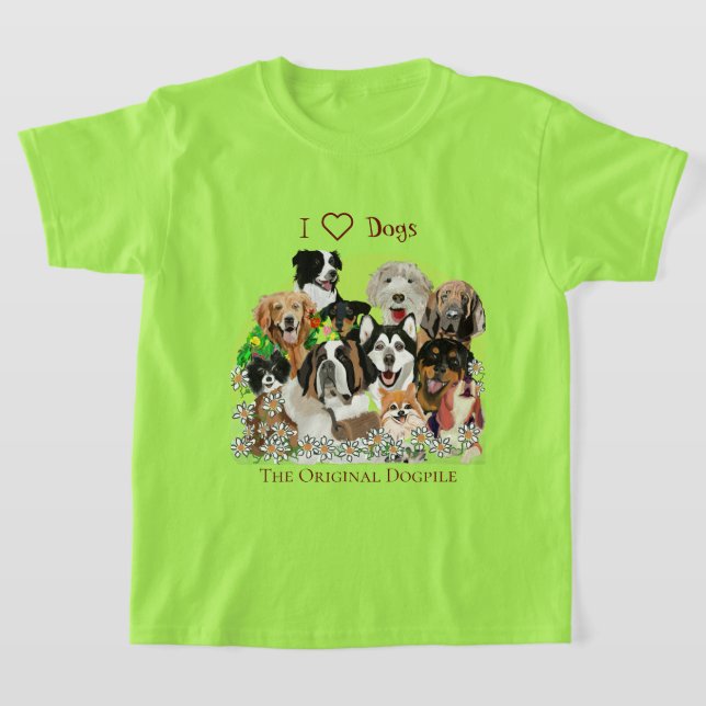 Original Dogpile Cute Pets, Personalise Text T-Shi T-Shirt (Laydown)