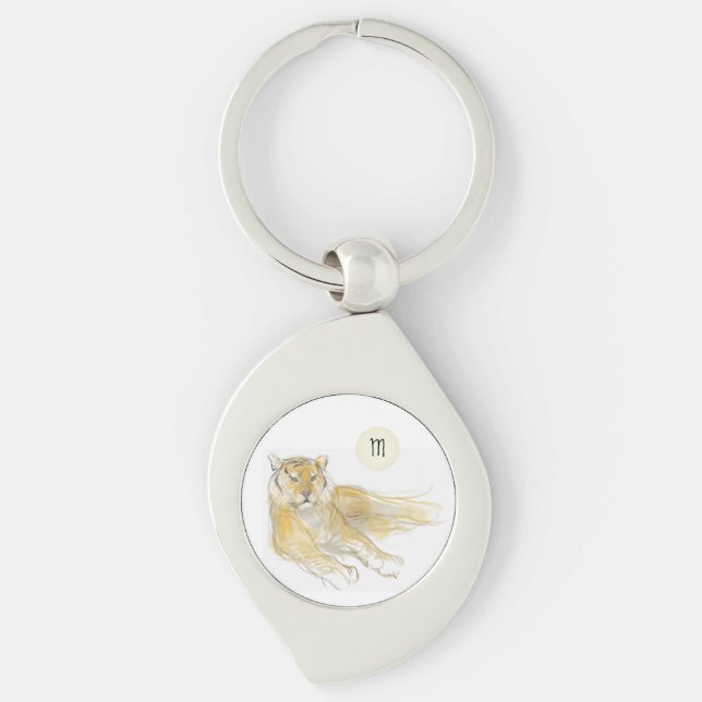Original Drawing 2 Chinese Tiger Year M Birthday K Key Ring (Front)