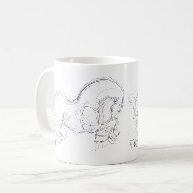 Original Drawing 3 Horse Year Zodiac Birthday Mug (Front Left)