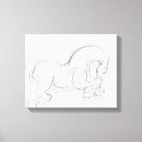 Original Drawing 3 Horse Year Zodiac  Canvas print