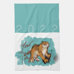 Original Drawing Chinese Tiger Year Birthday KT03 Tea Towel