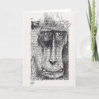 Original Drawing of Monkey on Vintage book