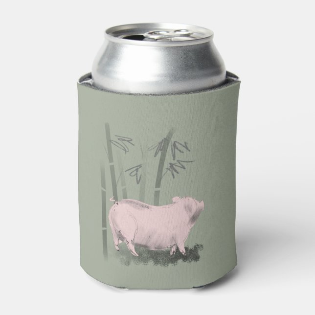 Original Drawing Pig and Bamboos can Cooler (Can Front)