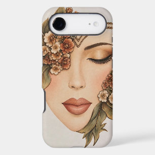 Original Earthy Floral Woman Portrait Art Print