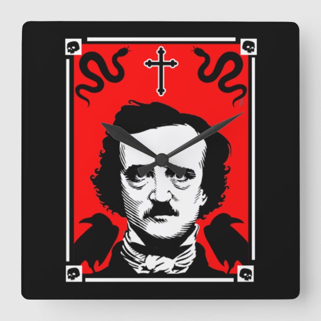 Original Edgar Allan Poe   Square Wall Clock (Front)
