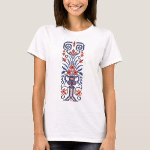 Original Elegant cross-stitch floral flower design T-Shirt