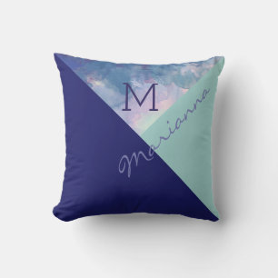 original & exclusive monogrammed blue outdoor cushion