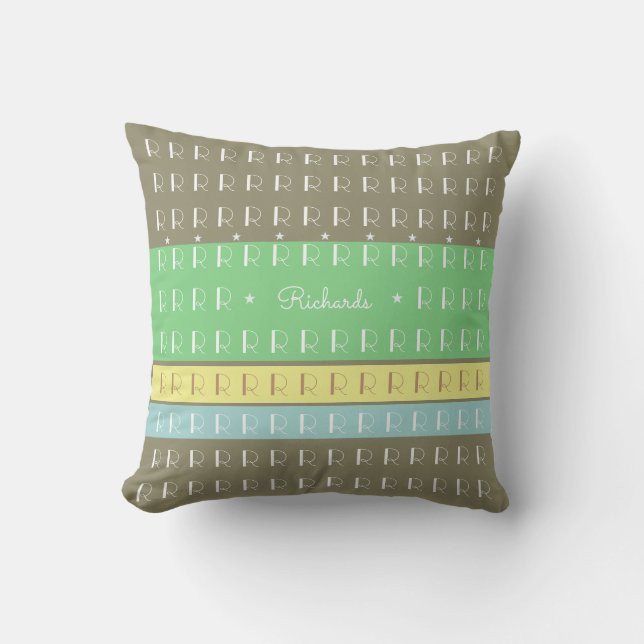 original, exclusive & striped stylish monogram outdoor cushion (Front)