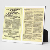 ORIGINAL Executive Order 6102 April 5 1933 Plaque (Side)