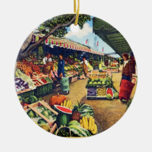 Original Farmer's Market, Hollywood, California Ceramic Tree Decoration