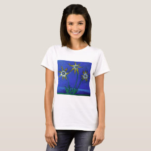 Original Flowers Painting Basic T-Shirt, White T-Shirt