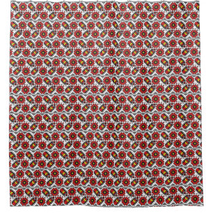 Original Folklore Art cross-stitch floral flower Shower Curtain