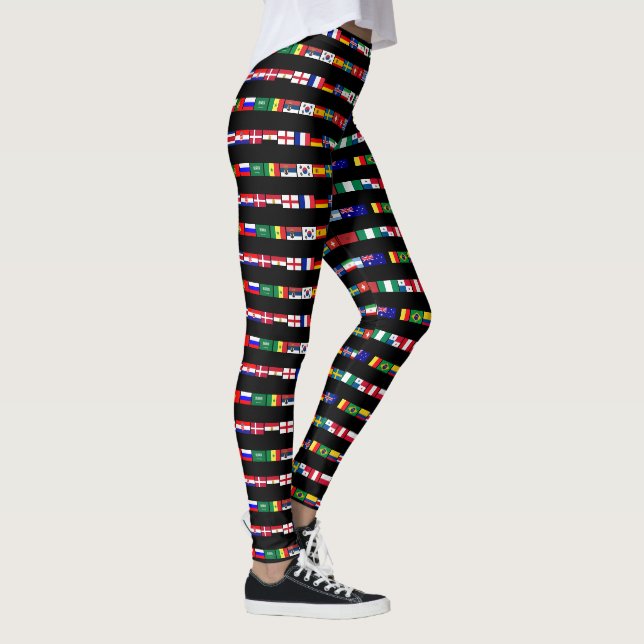 Original FOOTBALL SOCCER TEAM FLAGS 2018 pattern Leggings (Right)