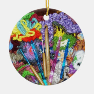 Original Free Form Crochet & Hooks Photo Design Ceramic Tree Decoration