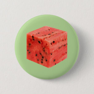 Original Fresh Sweet Red Watermelon Food Cube 6 Cm Round Badge