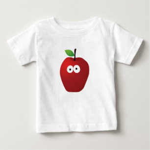 Original funny cartoon red apple with eyes baby T-Shirt