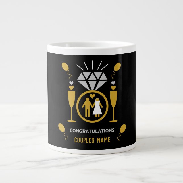Original Funny Engagement Congratulations Gift Large Coffee Mug (Front)