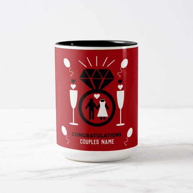 Original Funny Engagement Congratulations Gift     Two-Tone Coffee Mug (Center)