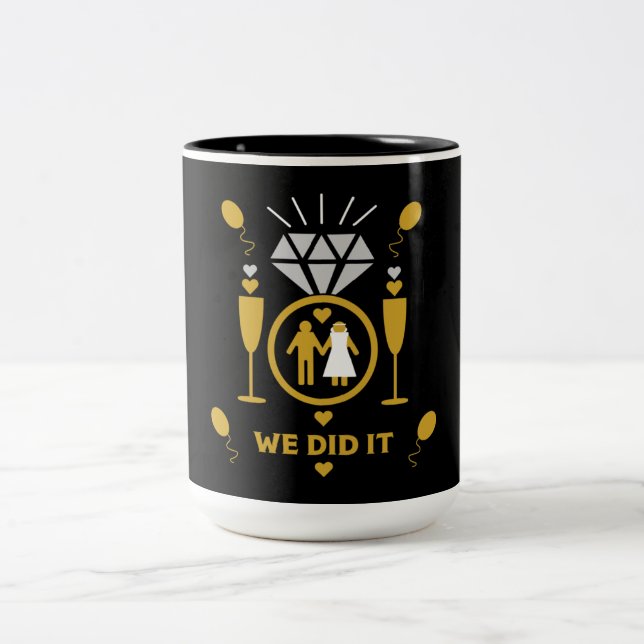 Original Funny Engagement Congratulations    Two-Tone Coffee Mug (Center)