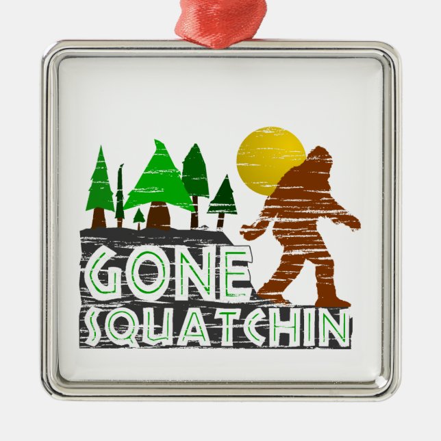 Original Gone Squatchin Design Metal Tree Decoration (Front)