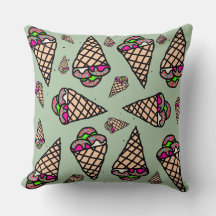 Original hand drawing Kawaii Ice cream green