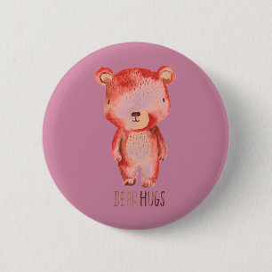 Original hand drawn cute bear design 6 cm round badge