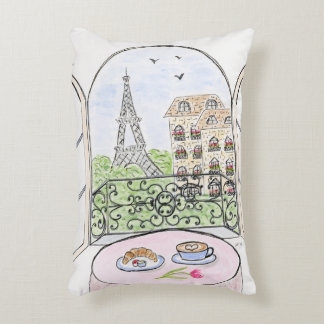 Original Hand painted Whimsical Paris Eiffel Tower Decorative Cushion