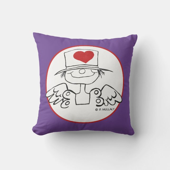 Original "Heart Fairy" Custom Purple Throw Pillow (Front)