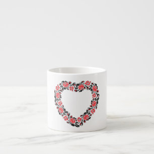 Original Heart of cross-stitch red rose flowers Espresso Cup