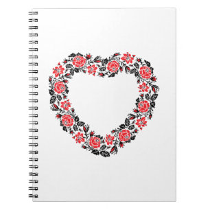 Original Heart of cross-stitch red rose flowers Notebook