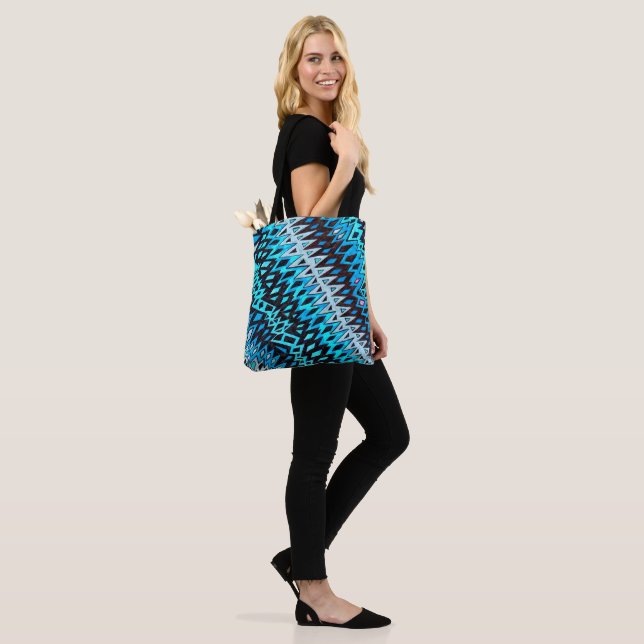 Original illustration electric blue zig zag tote bag (On Model)