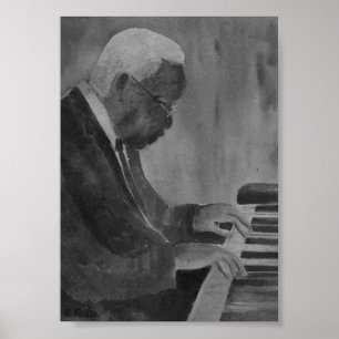 Original Jazz Pianist Charcoi Artwork Impressions Poster
