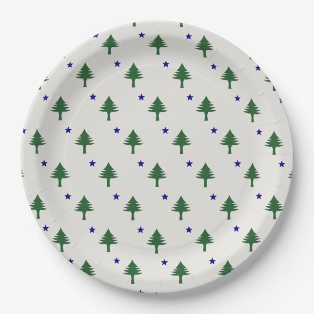 Original Maine Flag Paper Plates (Front)