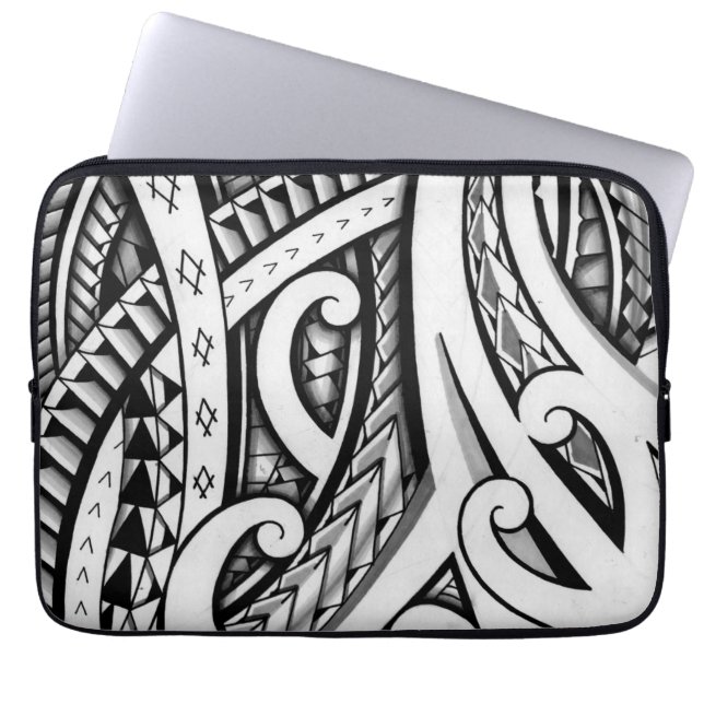 Original Maori tribal tattoo design with shading Laptop Sleeve (Front)