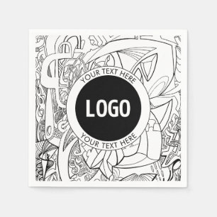 Original Modern Line Artwork & Your Logo Napkin