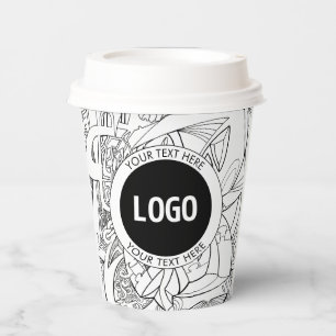 Original Modern Line Artwork & Your Logo Paper Cups