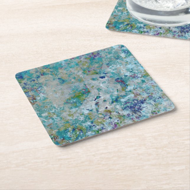 Original Modern One Of A Kind Abstract Art Design Square Paper Coaster (Angled)