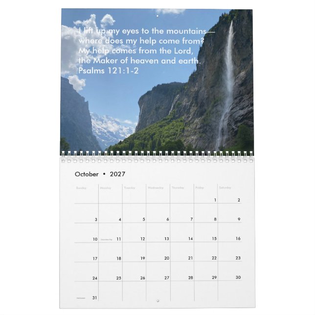 Original Nature Photography Custom Text Scripture Calendar (Oct 2027)
