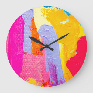 Original Oil Painting: Colourful Abstract Large Clock