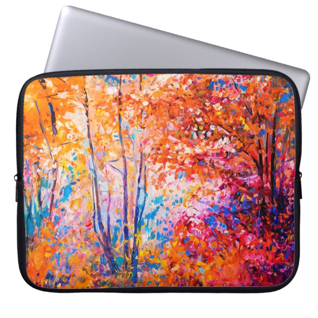 Original oil painting showing beautiful autumn lan laptop sleeve (Front)
