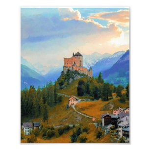 Original Painting Castle in the Sky, Castle Tarasp Photo Print