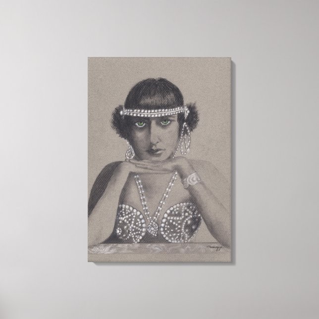 Original Painting of Silent Film Star Canvas Print (Front)