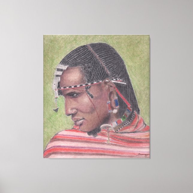 Original Painting on Canvas African Maasai Warrior (Front)
