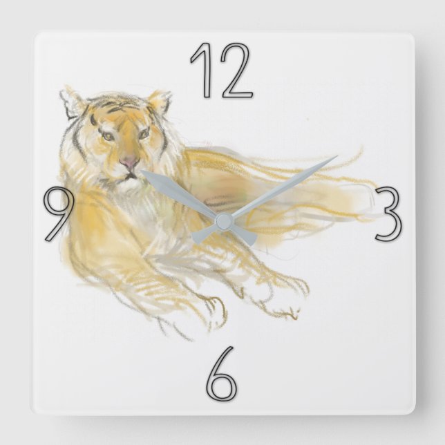 Original Painting Tiger Year Birthday WC1 Square Wall Clock (Front)