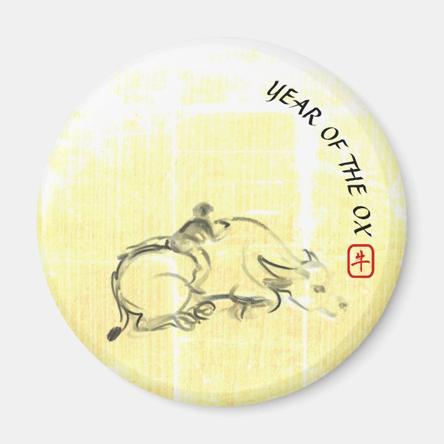 Original painting Water Buffalo Child Ox Year RRM Magnet (Front)